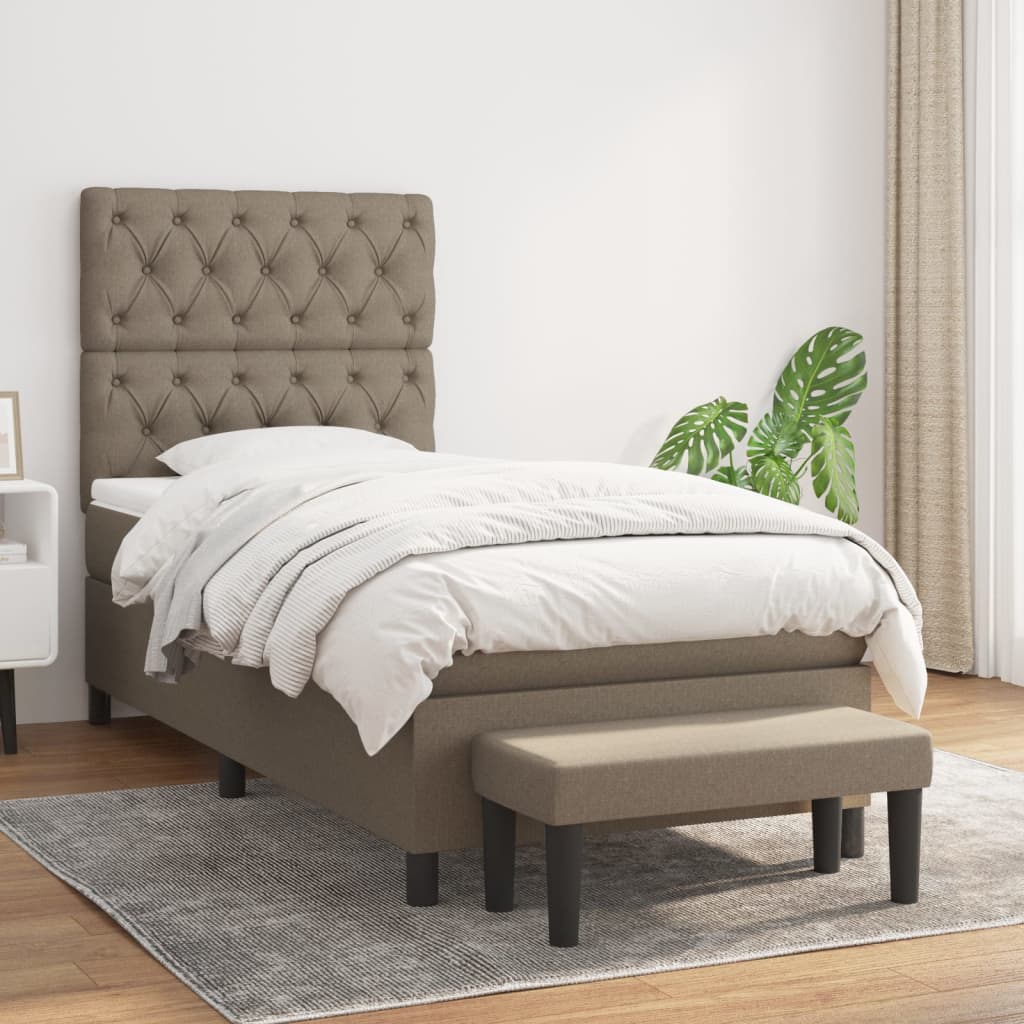 Boxspring met matras stof taupe 80x200 cm is nu te koop bij PeponiXL, paradijselijk wonen!