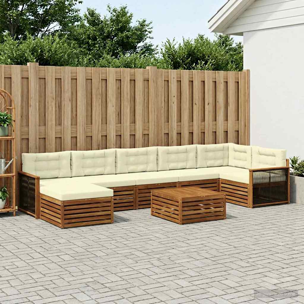 Buiten bankenset met kussen 8 pcs Natuurlijk en Crème is nu te koop bij PeponiXL, paradijselijk wonen!