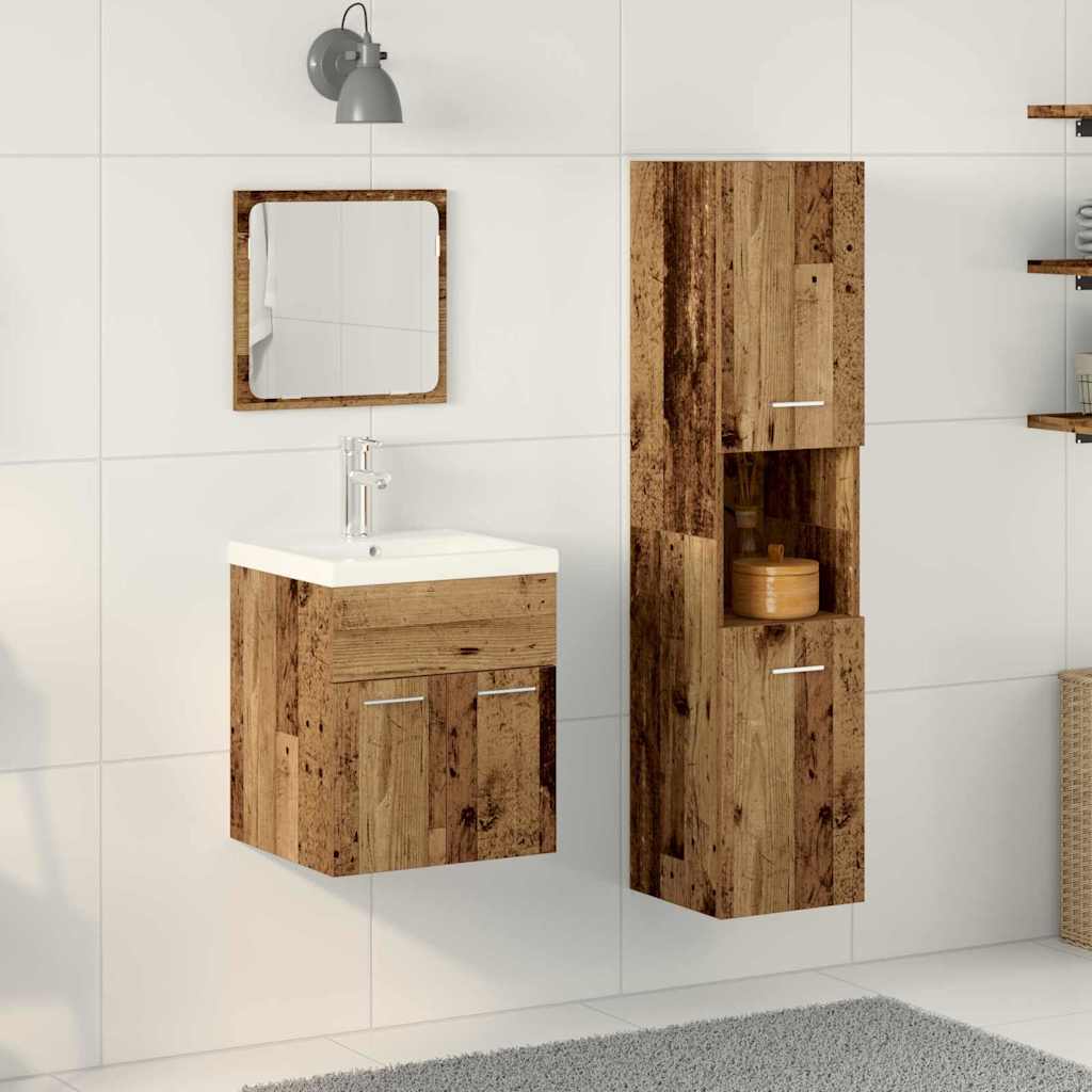 Badkamermeubelset met lade 4 pcs Oud Hout Bewerkt hout is nu te koop bij PeponiXL, paradijselijk wonen!