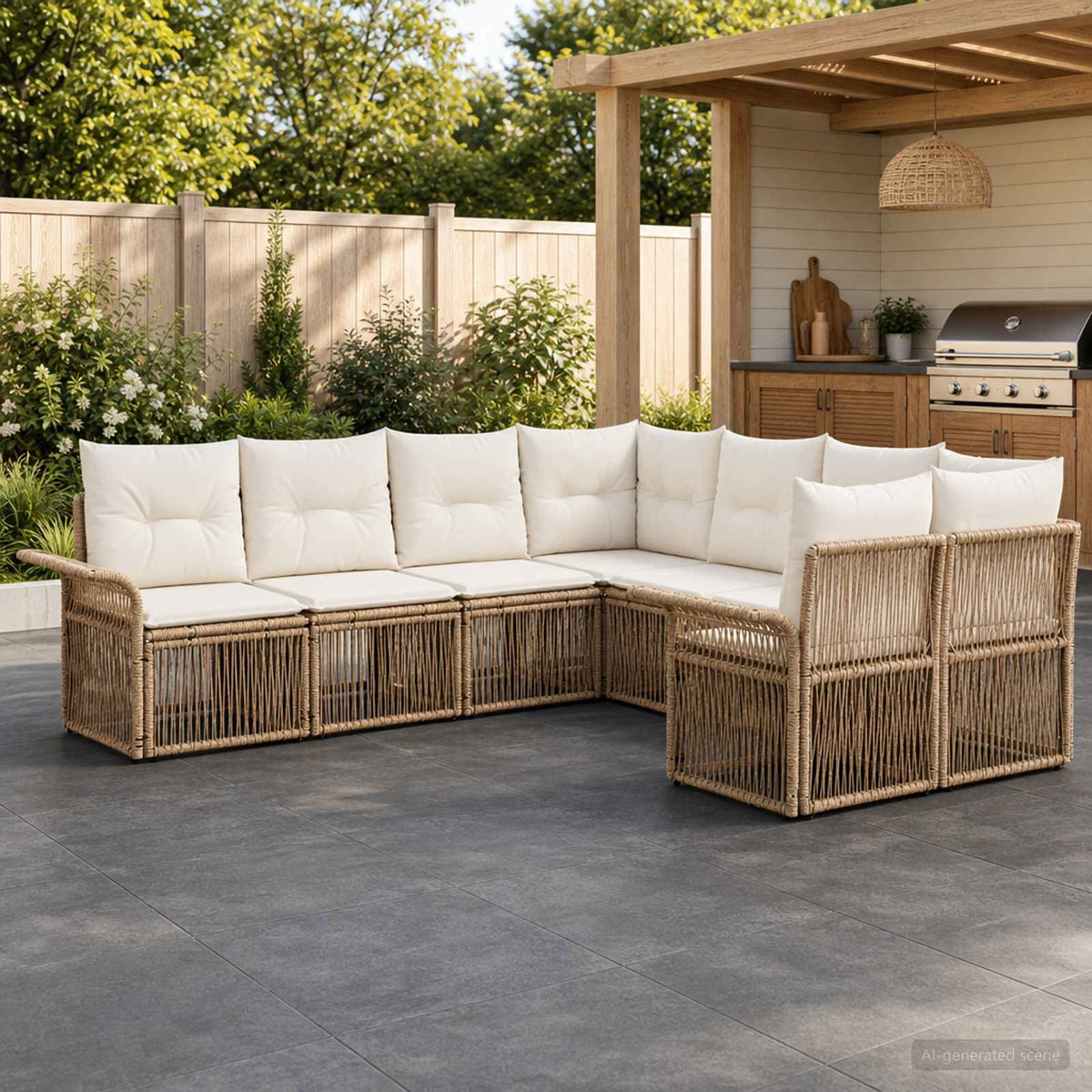 Tuinbankenset 8 st 8-Aantal zitplaatsen Beige en Crème Wit is nu te koop bij PeponiXL, paradijselijk wonen!