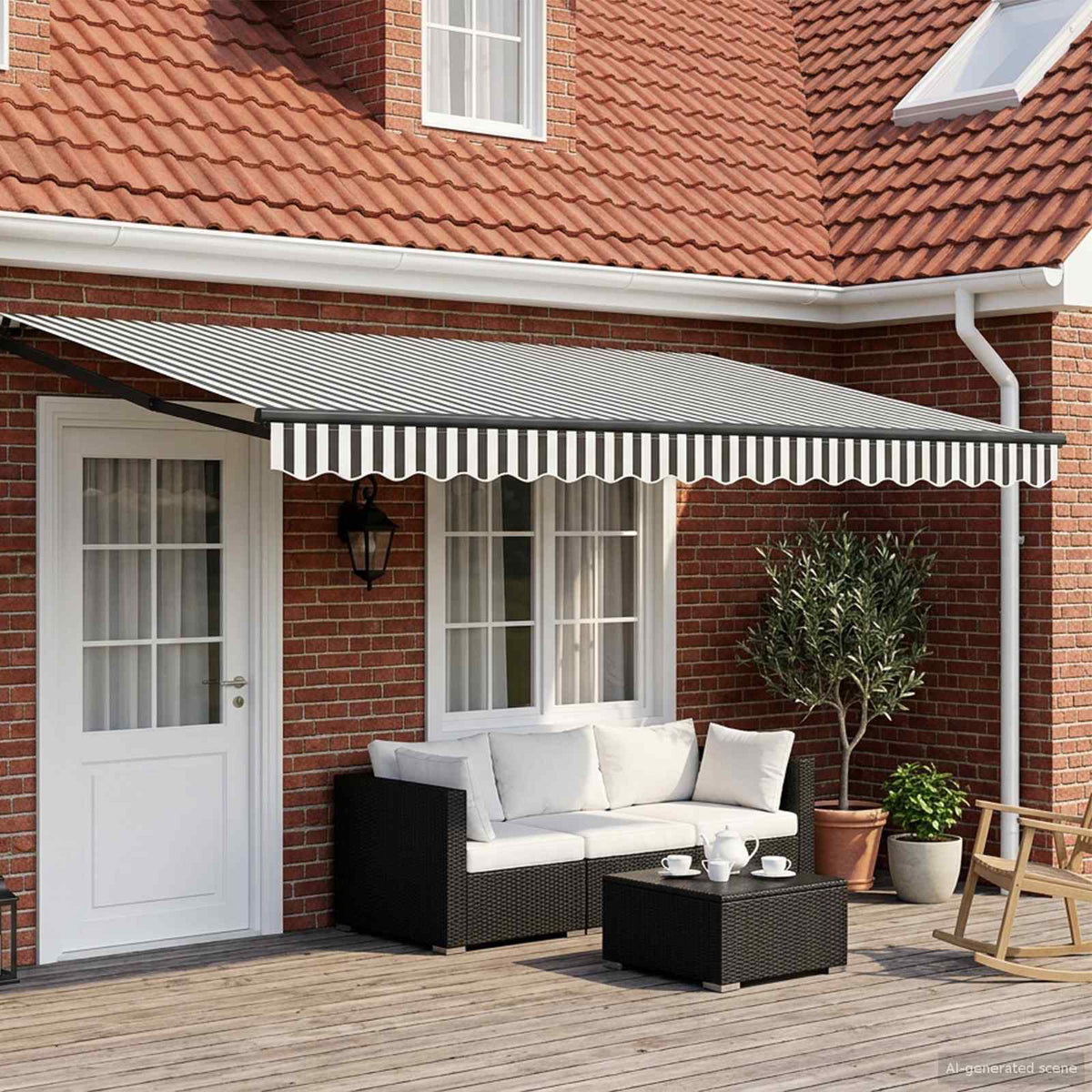 Elektrisch Uittrekbaar Zonnescherm Antraciet en Wit 5 x 3 m is nu te koop bij PeponiXL, paradijselijk wonen!
