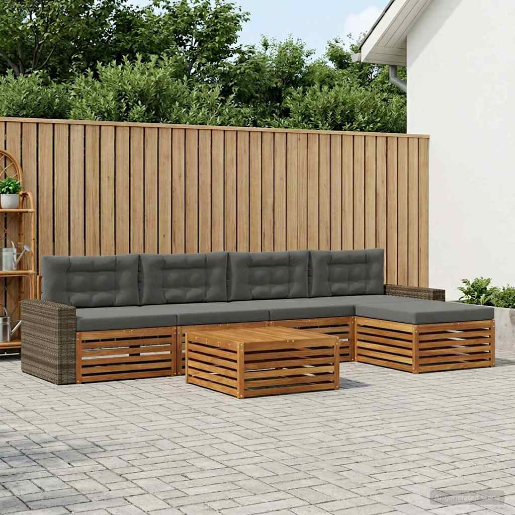 Buiten bankenset 6 pcs Natuurlijk en Antraciet 79 x 79 x 37 cm is nu te koop bij PeponiXL, paradijselijk wonen!