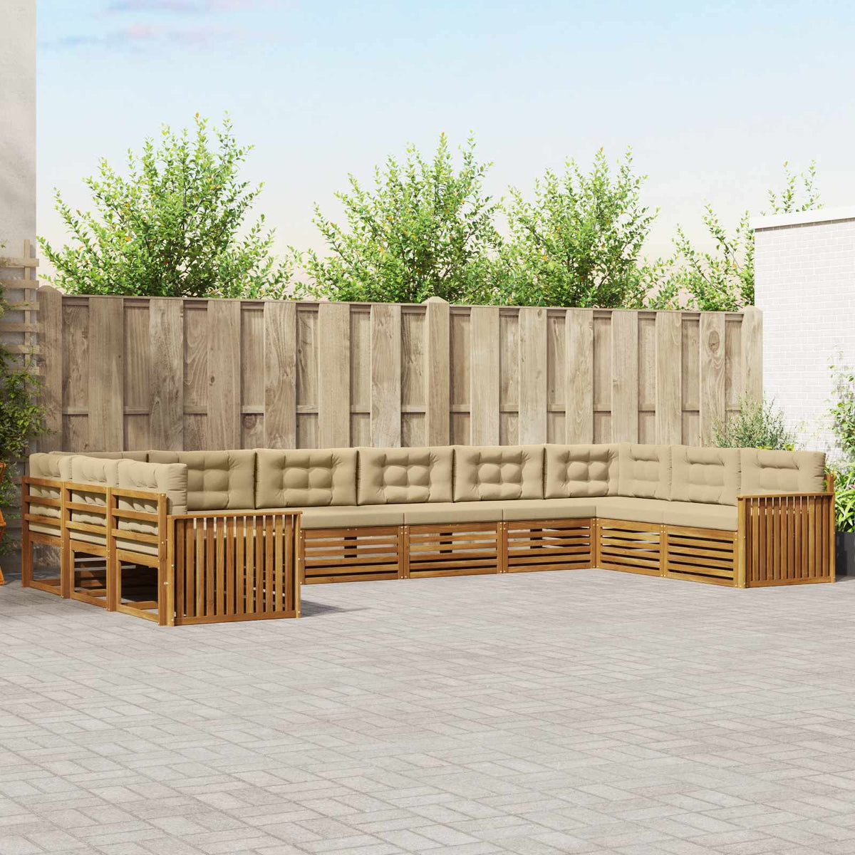 Sofa-Sets 8 pcs Natuurlijk en Beige Massief Acaciahout is nu te koop bij PeponiXL, paradijselijk wonen!