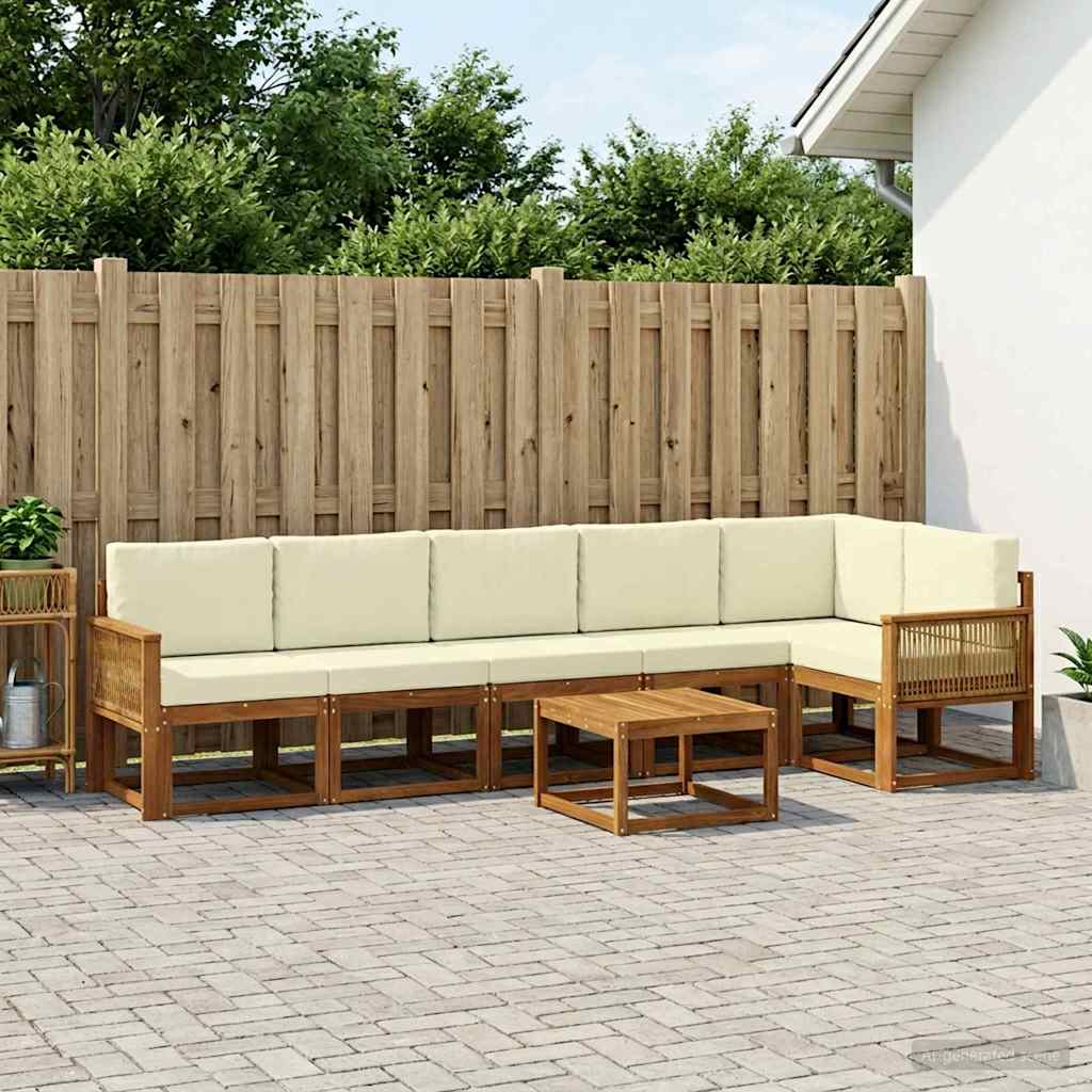 Buiten bankenset met kussen 7 pcs Natuurlijk en Crème Polyester is nu te koop bij PeponiXL, paradijselijk wonen!