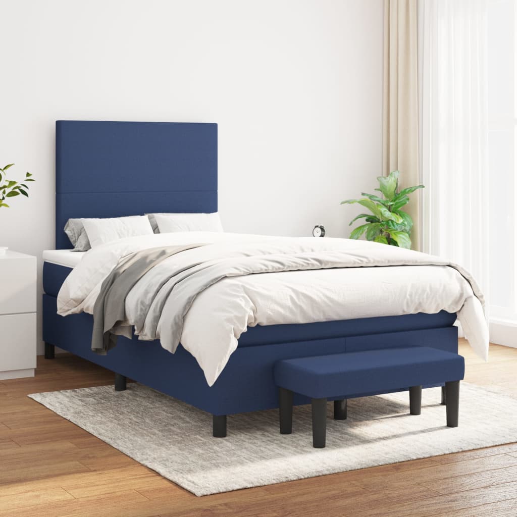Boxspring met matras stof blauw 120x200 cm is nu te koop bij PeponiXL, paradijselijk wonen!