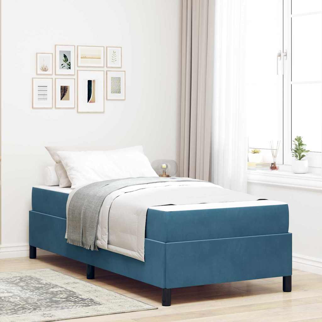 Bedframe met matras Donkerblauw 90 x 200 cm Stof is nu te koop bij PeponiXL, paradijselijk wonen!
