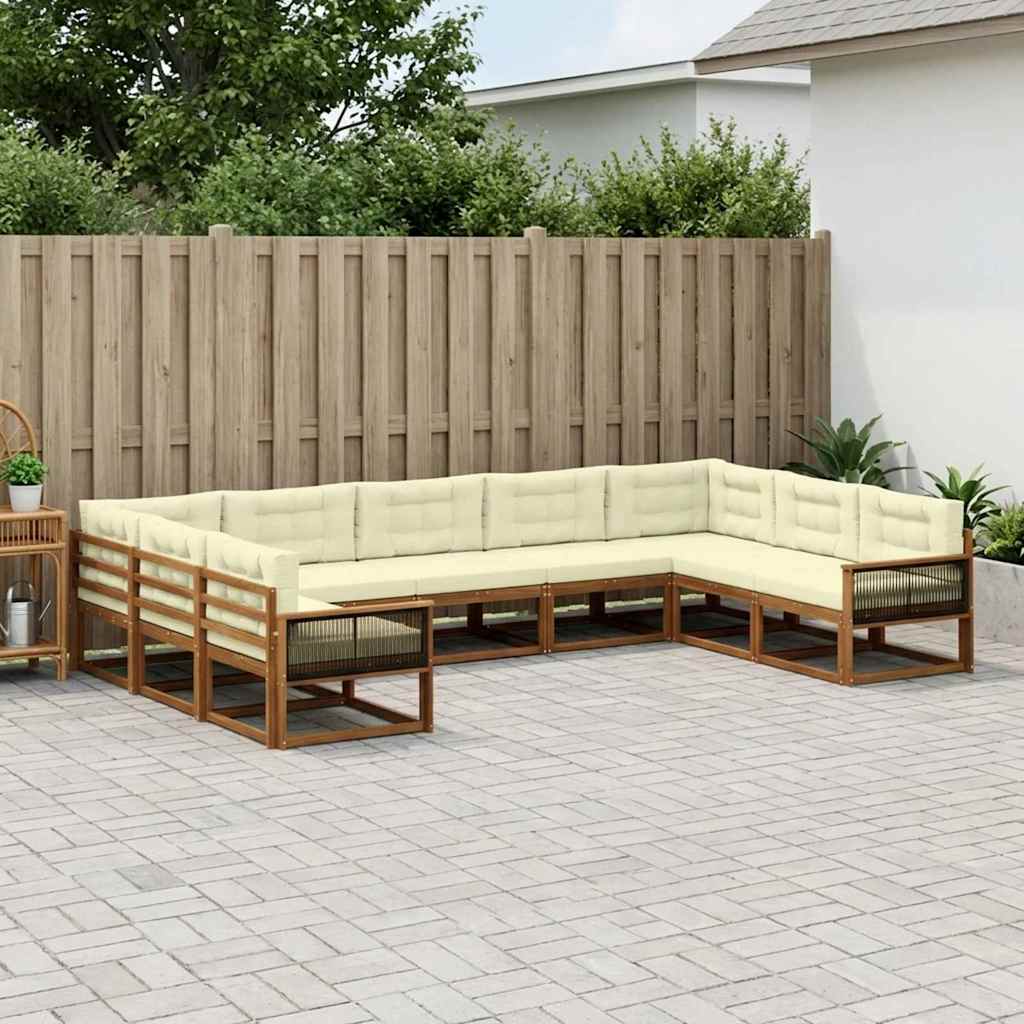 Buiten bankenset met kussen 9 pcs Natuurlijk en Crème is nu te koop bij PeponiXL, paradijselijk wonen!