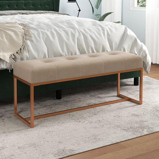Bankje 110x36x45 cm fluweel beige is nu te koop bij PeponiXL, paradijselijk wonen!