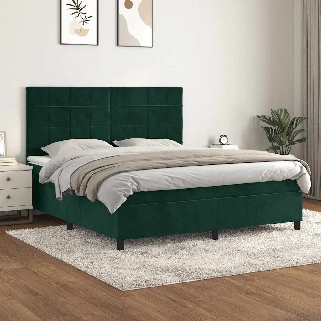 Boxspring met matras fluweel donkergroen 180x200 cm is nu te koop bij PeponiXL, paradijselijk wonen!