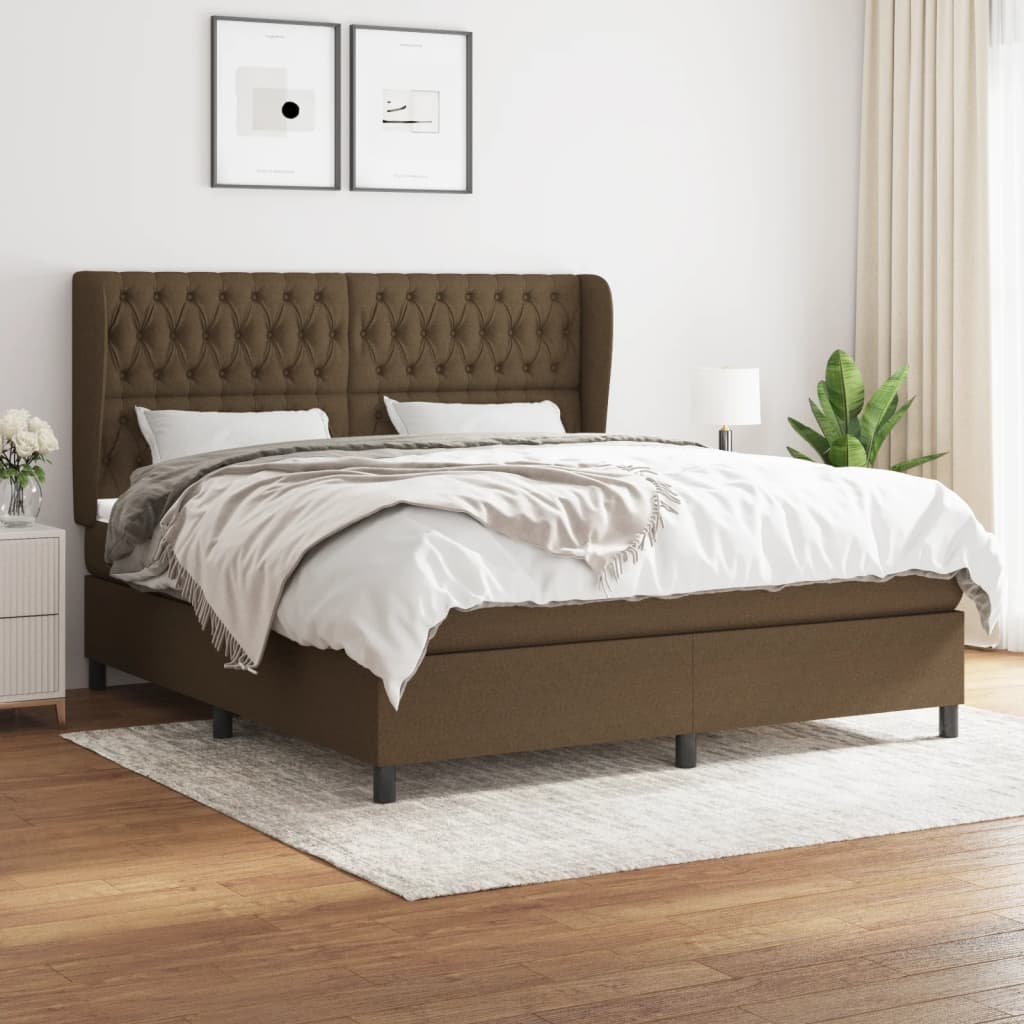 Boxspring met matras stof donkerbruin 180x200 cm is nu te koop bij PeponiXL, paradijselijk wonen!