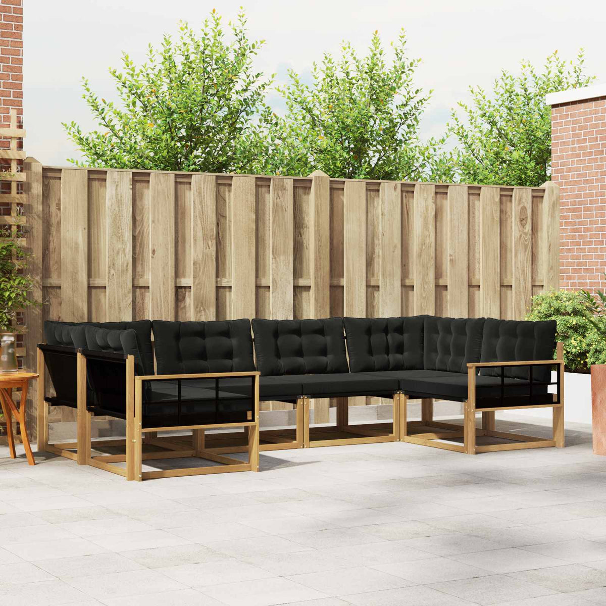 Buiten bankenset met kussen 6 pcs Wit en zwart is nu te koop bij PeponiXL, paradijselijk wonen!