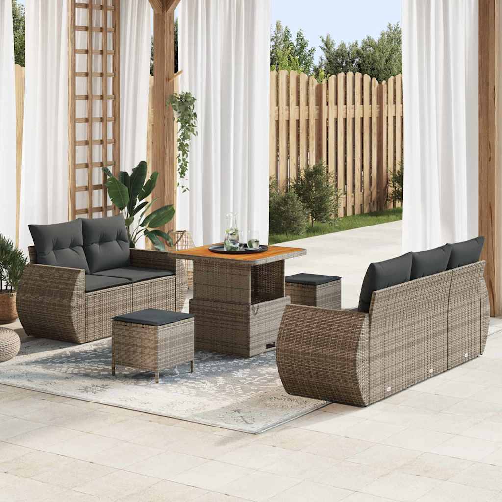 Tuin Sofa Set met kussen met opslag 8 pcs Grijs poly rattan is nu te koop bij PeponiXL, paradijselijk wonen!