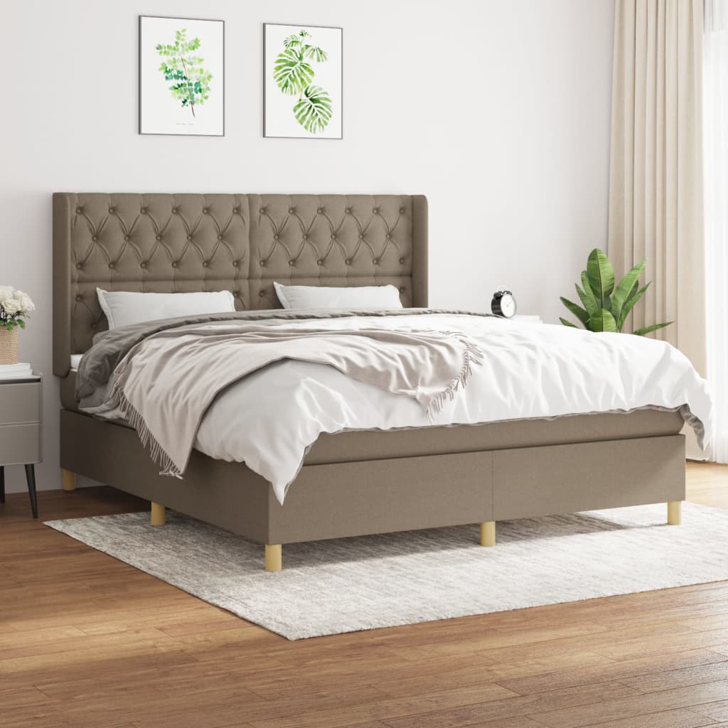 Boxspring met matras stof taupe 160x200 cm is nu te koop bij PeponiXL, paradijselijk wonen!