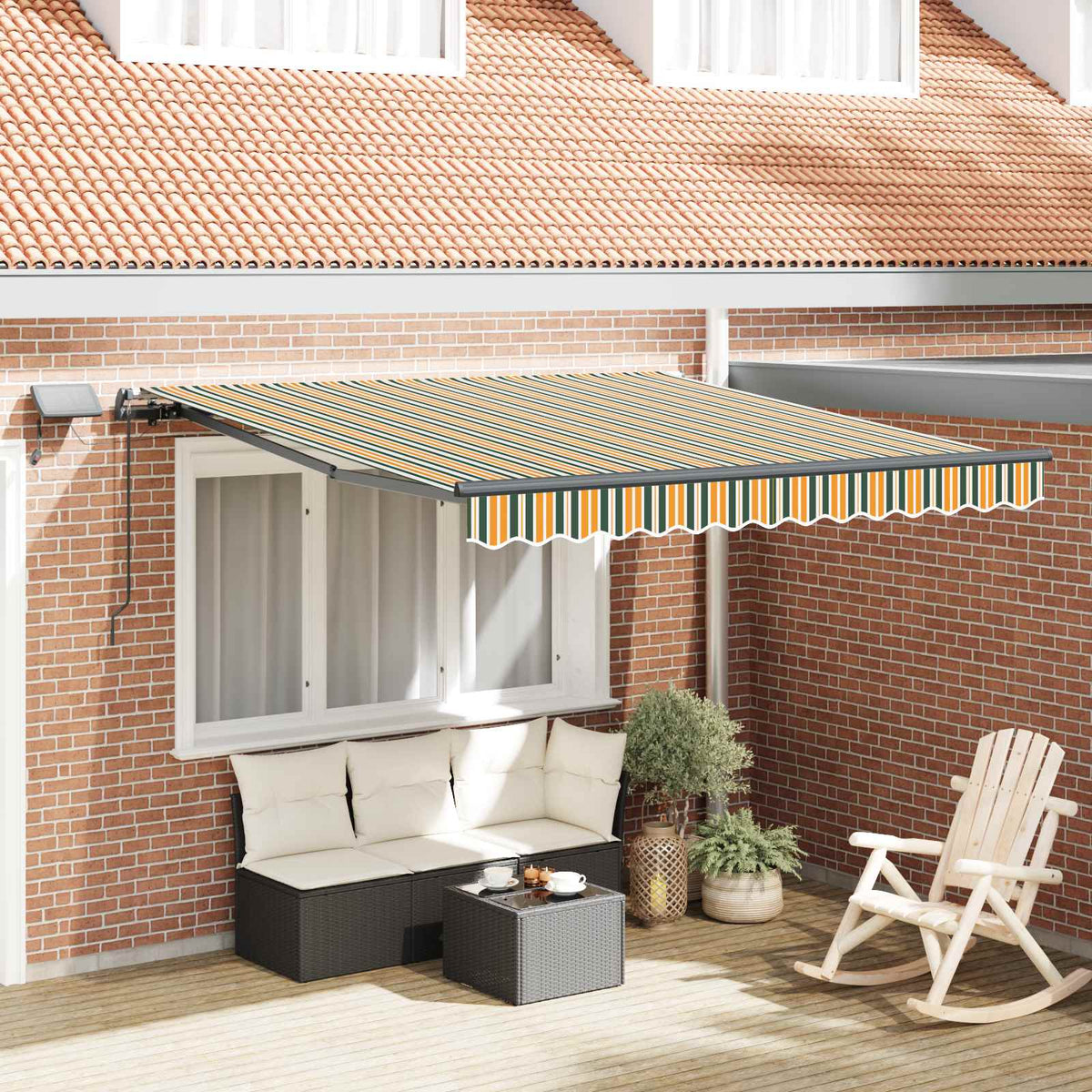 Inklapbaar Zonnescherm Groen en geel 300 x 250 cm Stof is nu te koop bij PeponiXL, paradijselijk wonen!