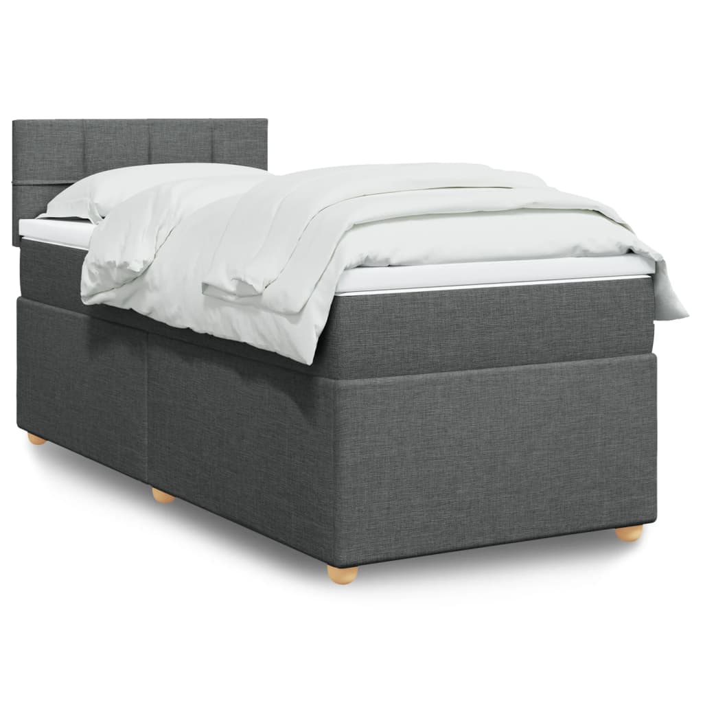 Boxspring met matras stof donkergrijs 100x200 cm is nu te koop bij PeponiXL, paradijselijk wonen!