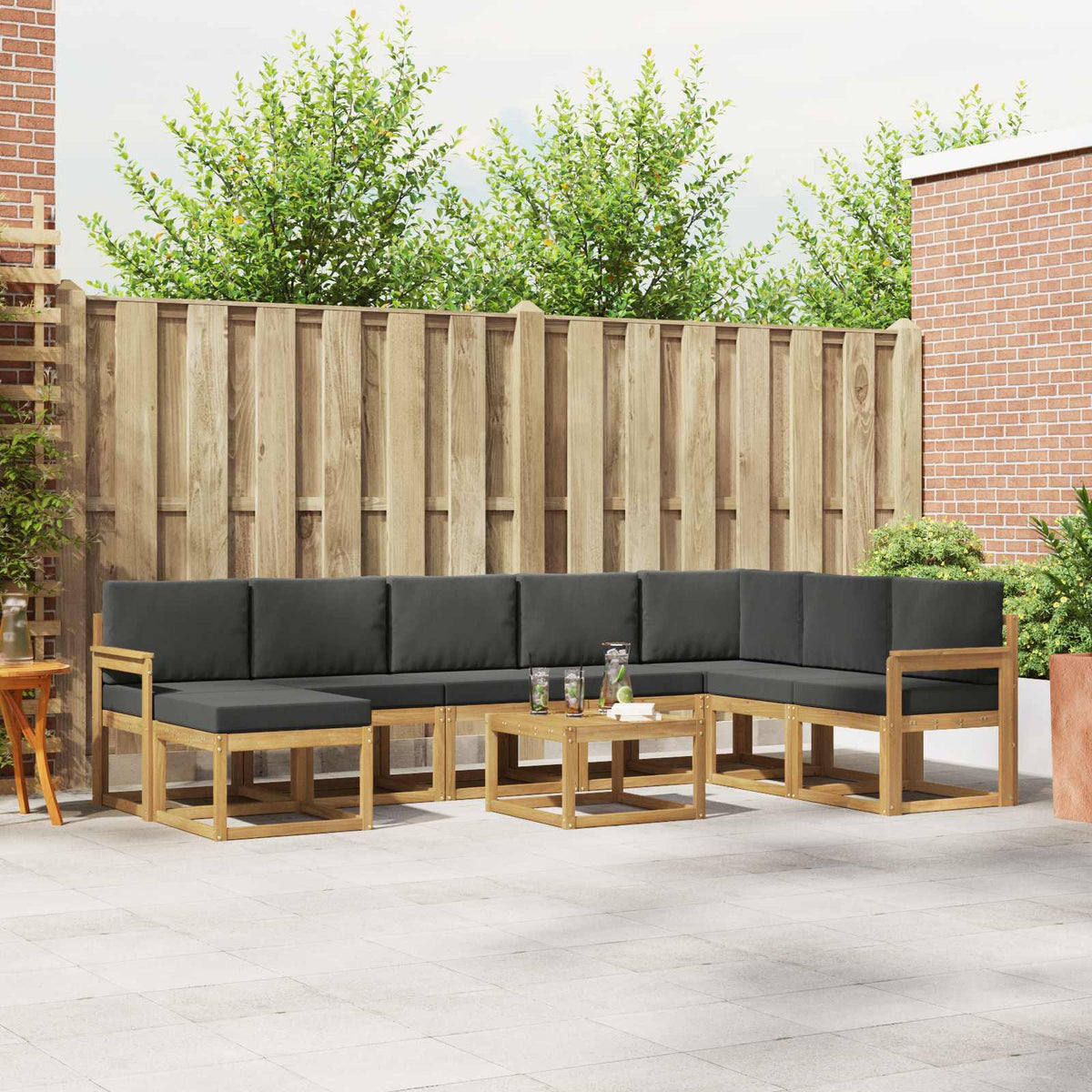 Buiten bankenset met kussen 9 pcs Wit en antracietkleurig is nu te koop bij PeponiXL, paradijselijk wonen!