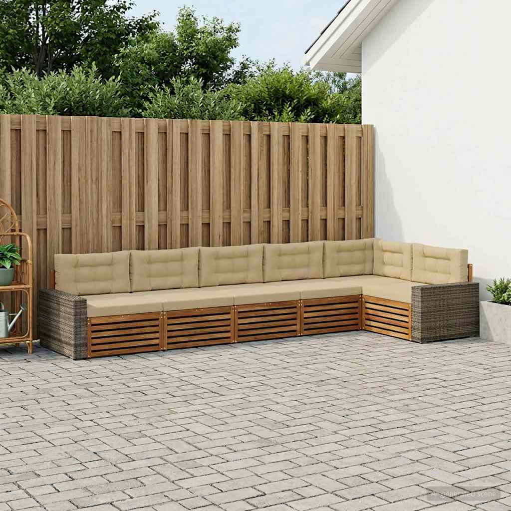 Buiten bankenset 6 pcs Natuurlijk en Beige 402 x 172,5 x 73 cm is nu te koop bij PeponiXL, paradijselijk wonen!