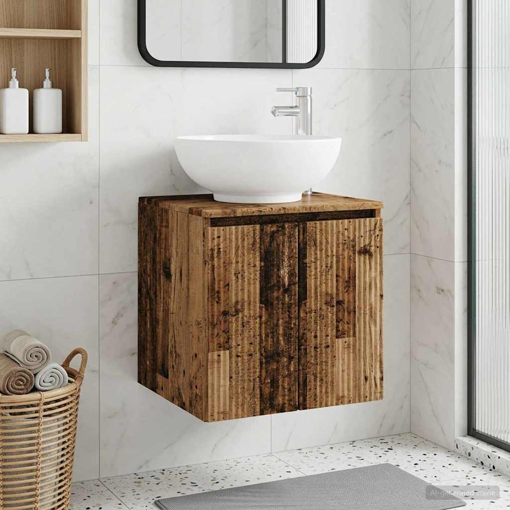 Wandgemonteerde wastafelmeubel Oud hout 49,5 x 44,5 x 65 cm is nu te koop bij PeponiXL, paradijselijk wonen!