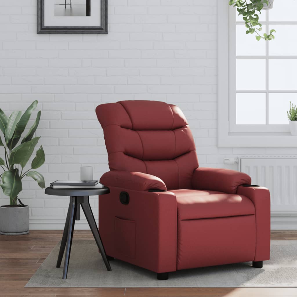 Fauteuil verstelbaar kunstleer wijnrood is nu te koop bij PeponiXL, paradijselijk wonen!