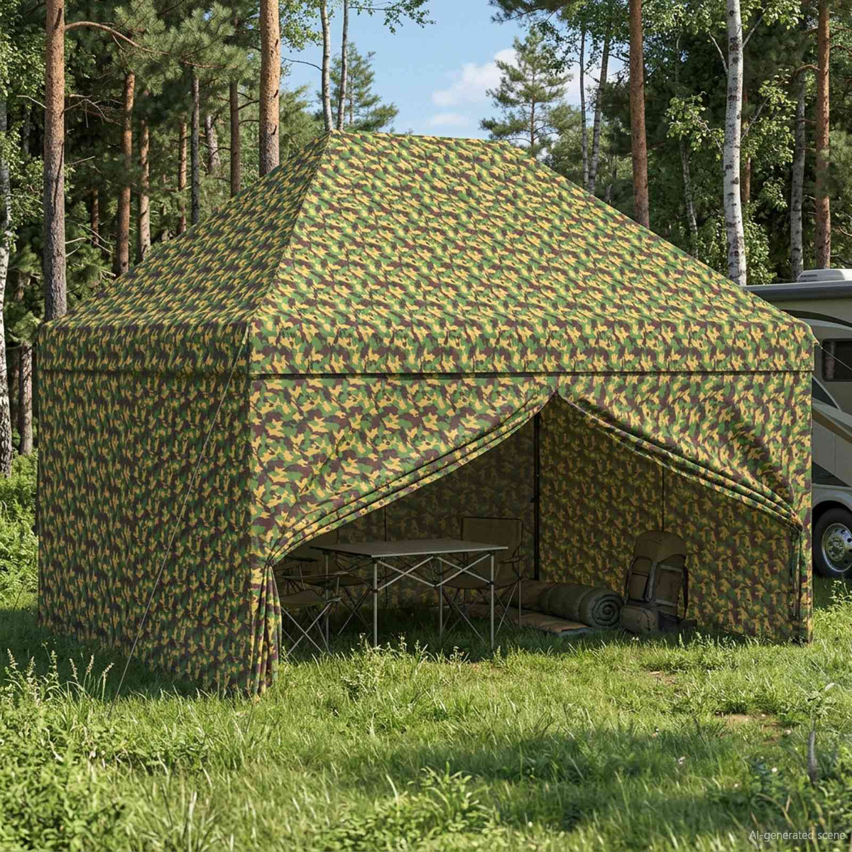 Tent met 4 Zijwanden 3 x 4 m Leger Camouflage is nu te koop bij PeponiXL, paradijselijk wonen!