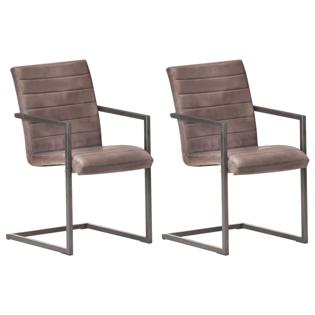 Eetkamerstoelen 2 st echt leer bruin is nu te koop bij PeponiXL, paradijselijk wonen!