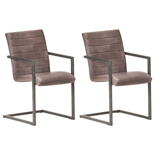 Eetkamerstoelen 2 st echt leer bruin is nu te koop bij PeponiXL, paradijselijk wonen!