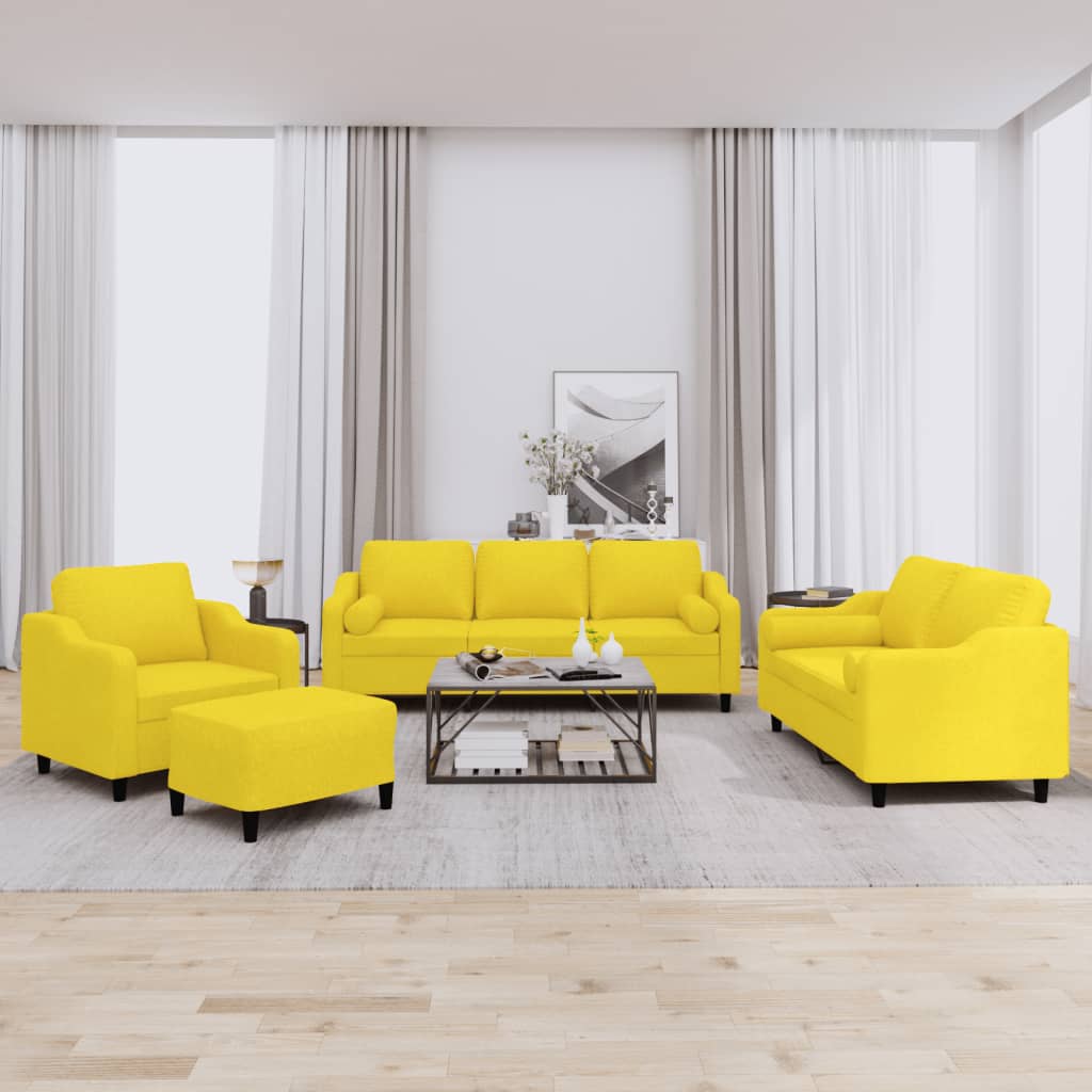 4-delige Loungeset met kussens stof lichtgeel is nu te koop bij PeponiXL, paradijselijk wonen!