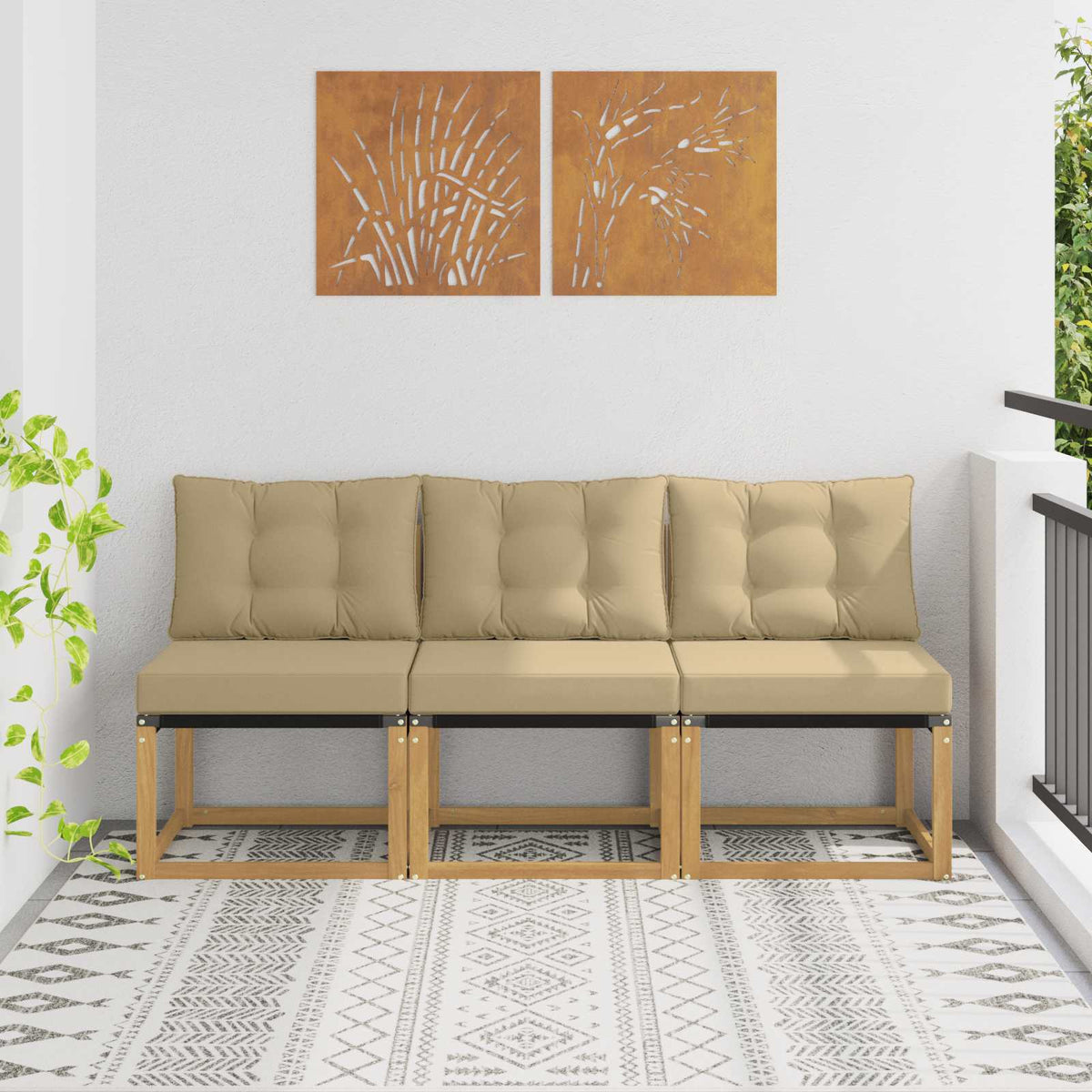 3 Stuk Buiten Midden Sofa Massief acaciahout en Textilene Stof is nu te koop bij PeponiXL, paradijselijk wonen!