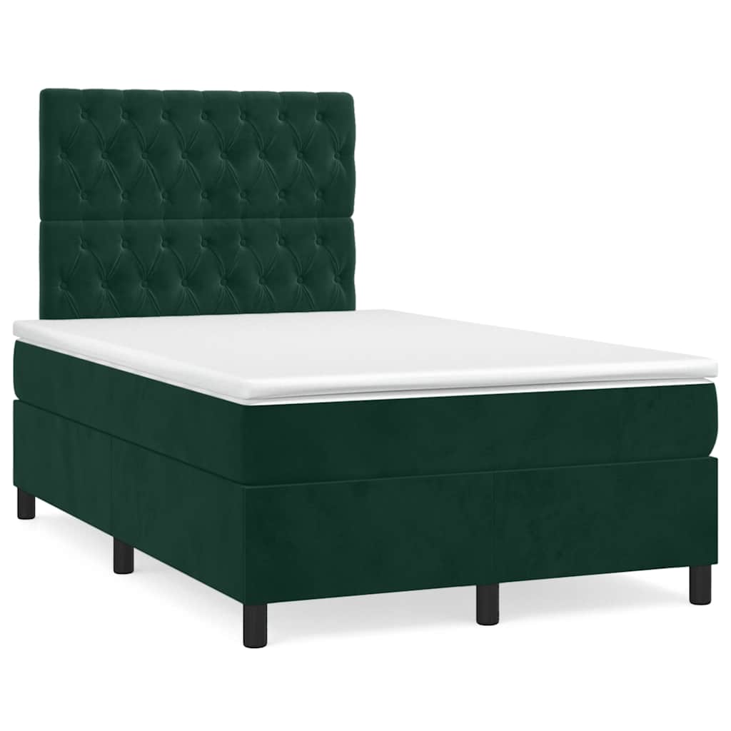 Boxspring met matras fluweel donkergroen 120x190 cm is nu te koop bij PeponiXL, paradijselijk wonen!