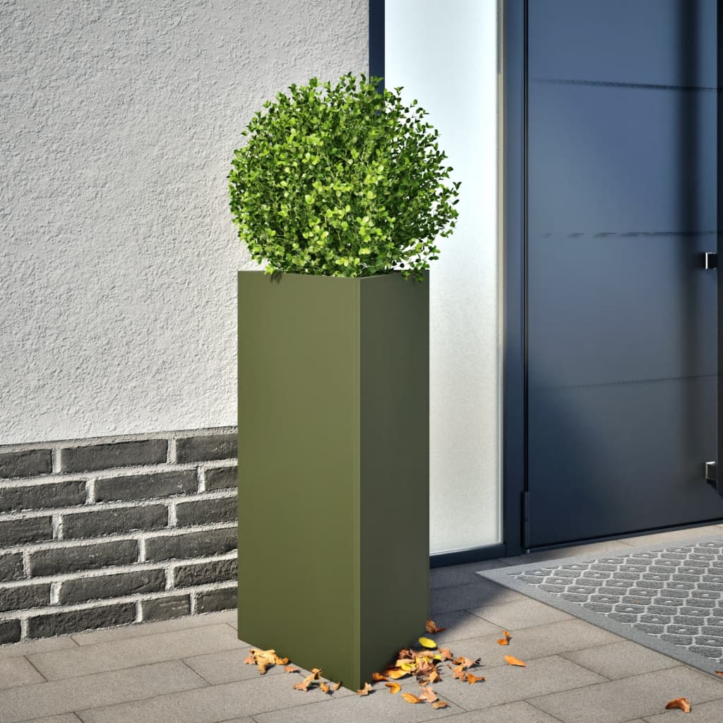 Plantenbak driehoek 40x34,5x75 cm staal olijfgroen is nu te koop bij PeponiXL, paradijselijk wonen!