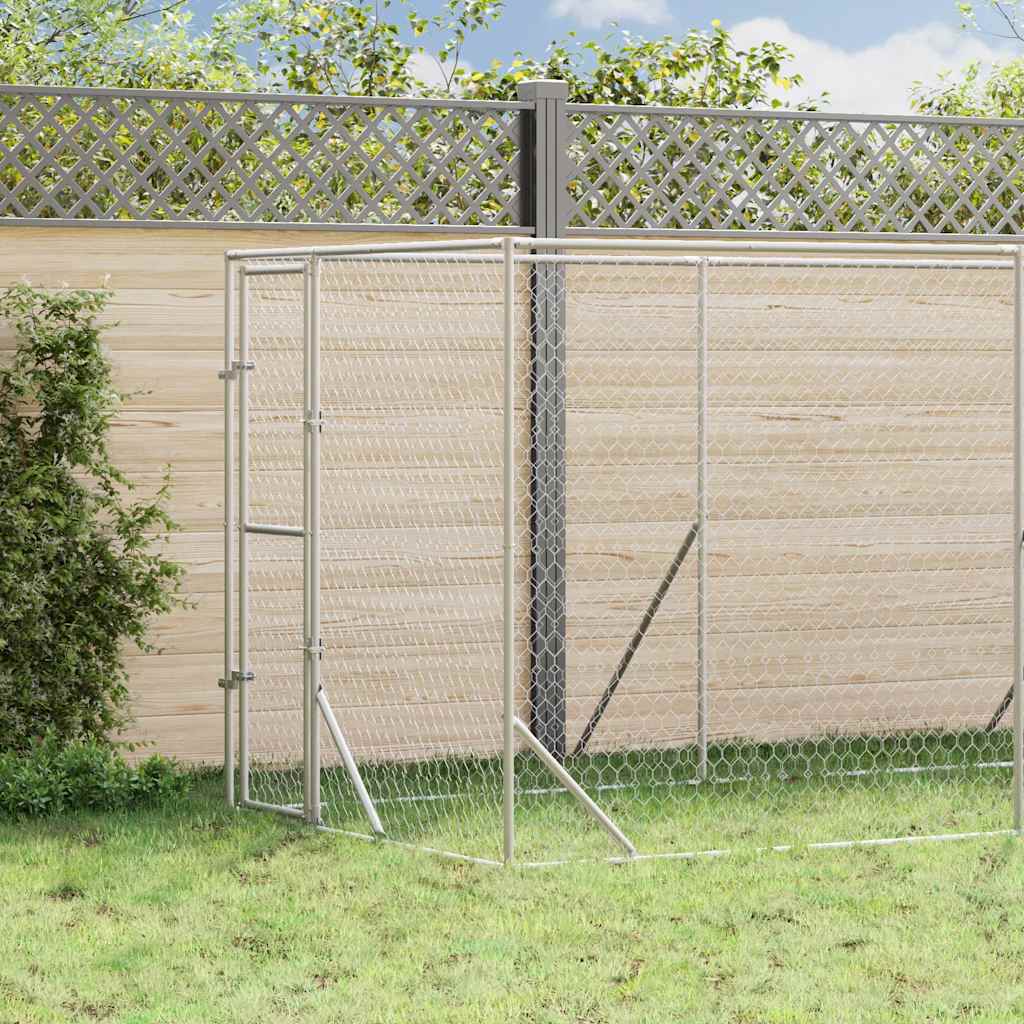 Hondenkennel voor buiten 2x10x2 m gegalvaniseerd staal zilver is nu te koop bij PeponiXL, paradijselijk wonen!