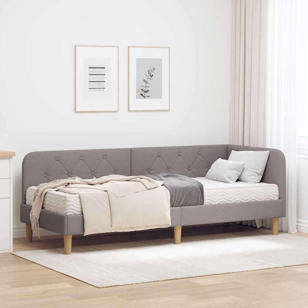 Hoekbedframe Taupe 80 x 200 cm Stof is nu te koop bij PeponiXL, paradijselijk wonen!