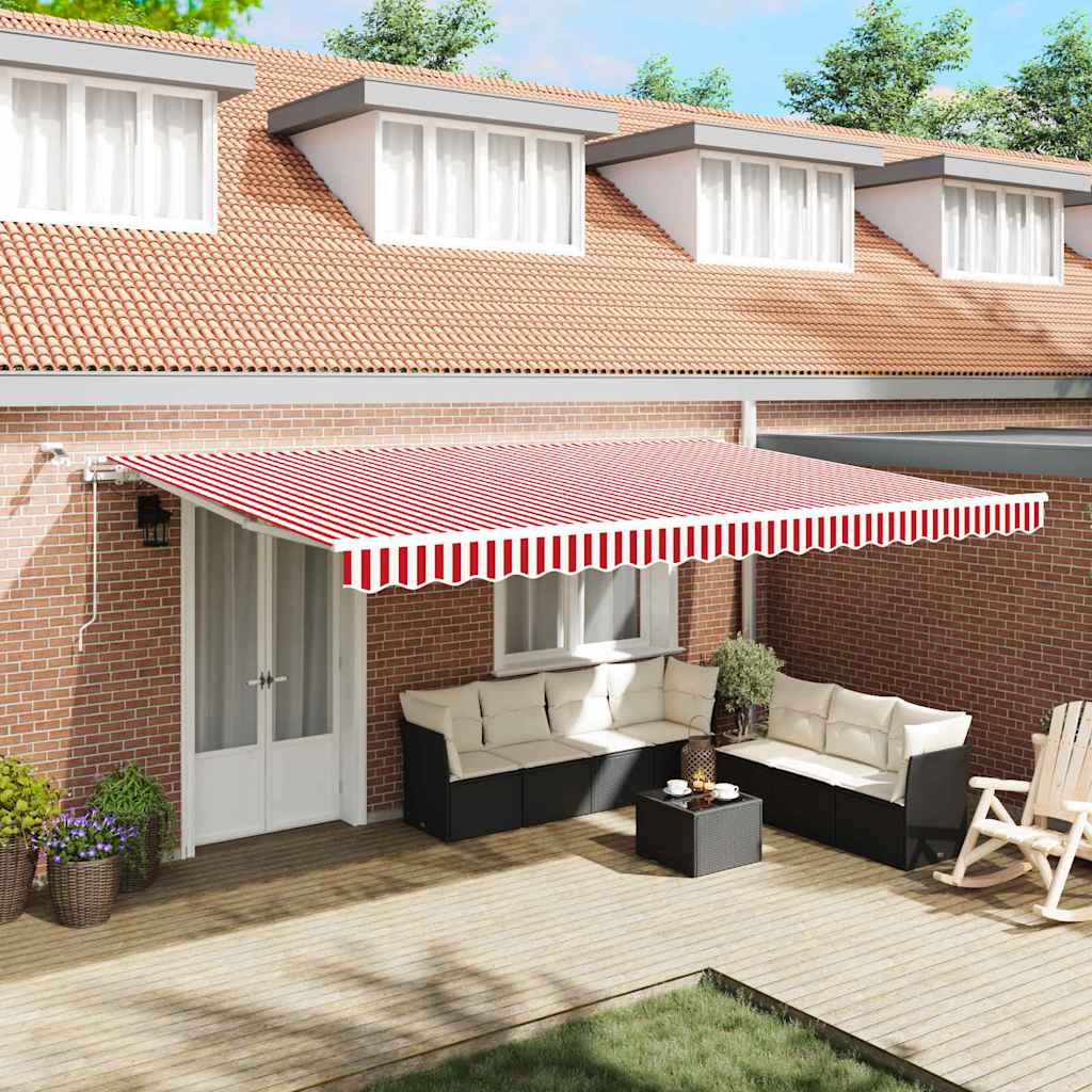 Inklapbaar Zonnescherm Rood en Wit 500 × 300 cm is nu te koop bij PeponiXL, paradijselijk wonen!