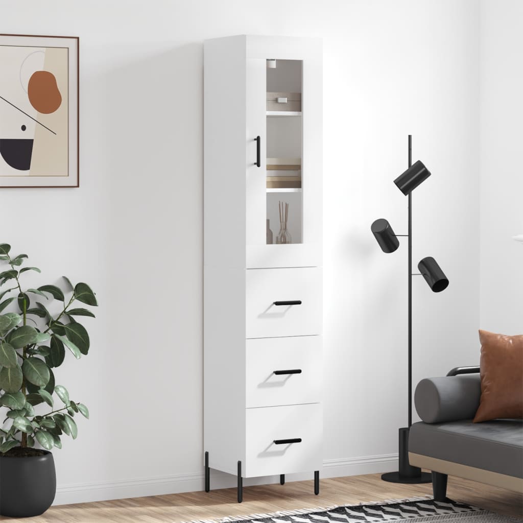 Hoge kast 34,5x34x180 cm bewerkt hout wit is nu te koop bij PeponiXL, paradijselijk wonen!
