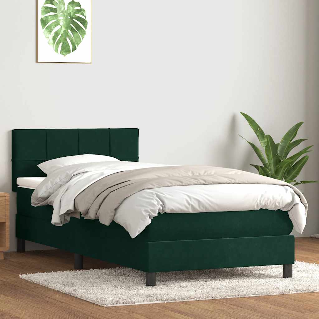 Boxspring met matras fluweel donkergroen 80x220 cm is nu te koop bij PeponiXL, paradijselijk wonen!