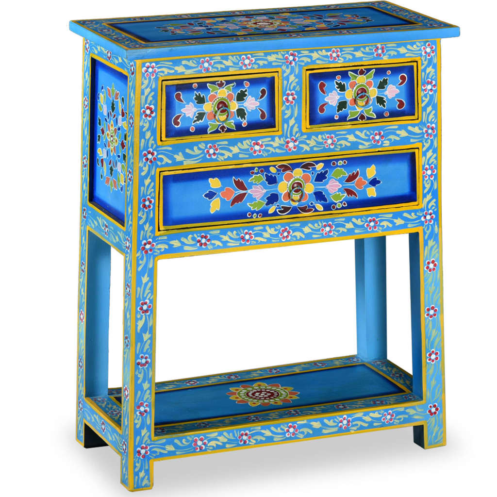 Dressoir met lades handgeschilderd massief mangohout turquoise is nu te koop bij PeponiXL, paradijselijk wonen!