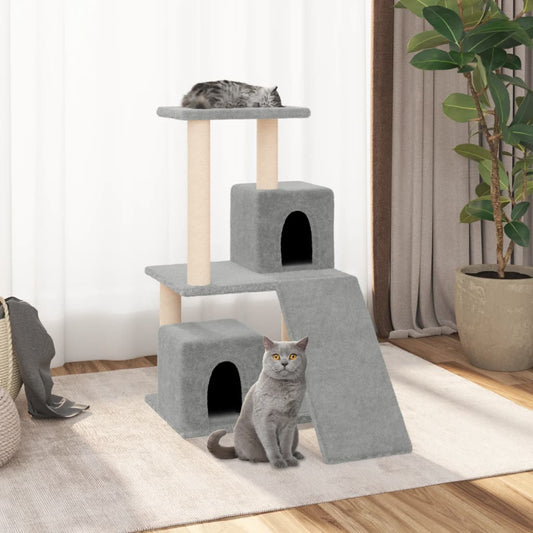 Kattenmeubel met sisal krabpalen 82 cm lichtgrijs is nu te koop bij PeponiXL, paradijselijk wonen!
