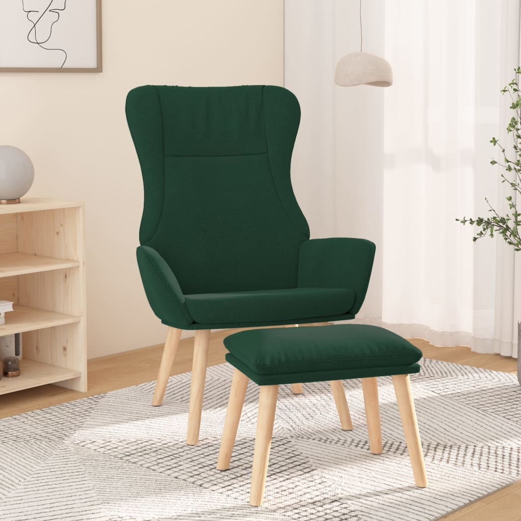 Relaxstoel met voetenbank stof donkergroen is nu te koop bij PeponiXL, paradijselijk wonen!