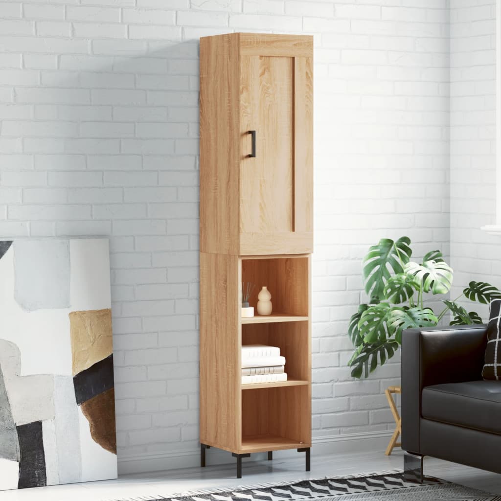 Hoge kast 34,5x34x180 cm bewerkt hout sonoma eikenkleurig is nu te koop bij PeponiXL, paradijselijk wonen!
