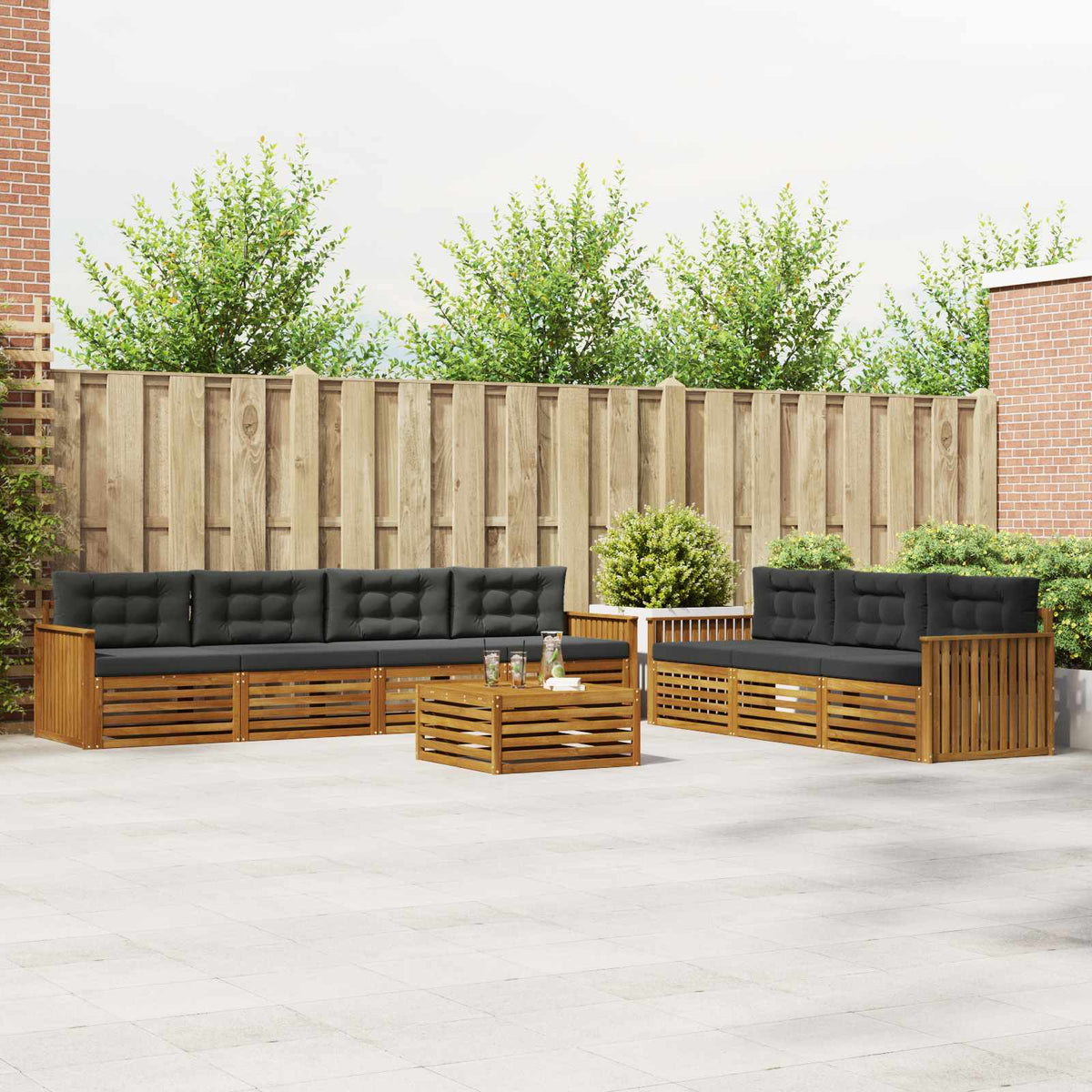 Buiten bankenset met kussen 8 pcs Natuurlijk en Antraciet is nu te koop bij PeponiXL, paradijselijk wonen!