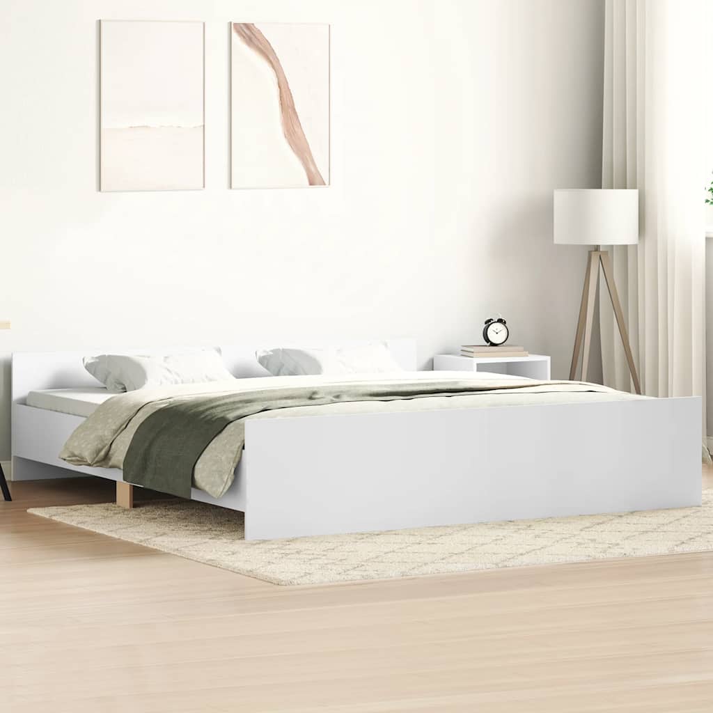 Bedframe met hoofd- en voeteneinde wit 200x200 cm is nu te koop bij PeponiXL, paradijselijk wonen!