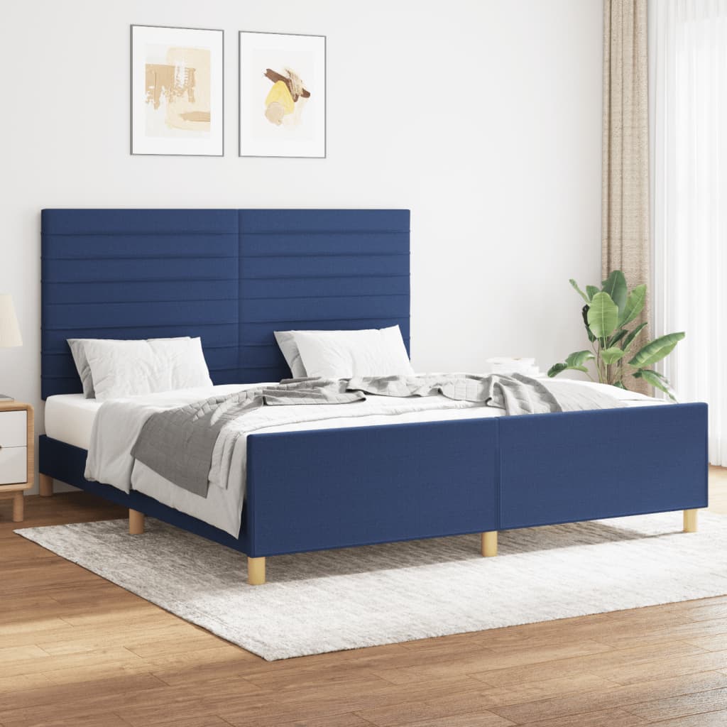 Bedframe zonder matras stof blauw 160x200 cm is nu te koop bij PeponiXL, paradijselijk wonen!