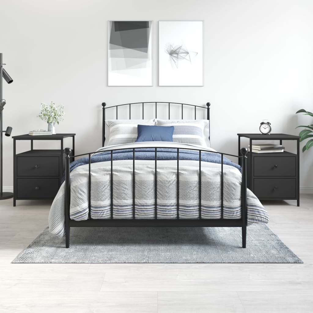 Nachtkastjes 2 st 44x45x60 cm bewerkt hout zwart is nu te koop bij PeponiXL, paradijselijk wonen!