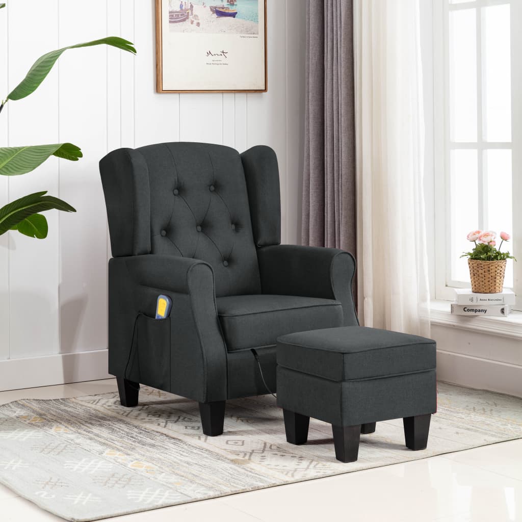 Massagestoel met voetenbankje stof donkergrijs is nu te koop bij PeponiXL, paradijselijk wonen!
