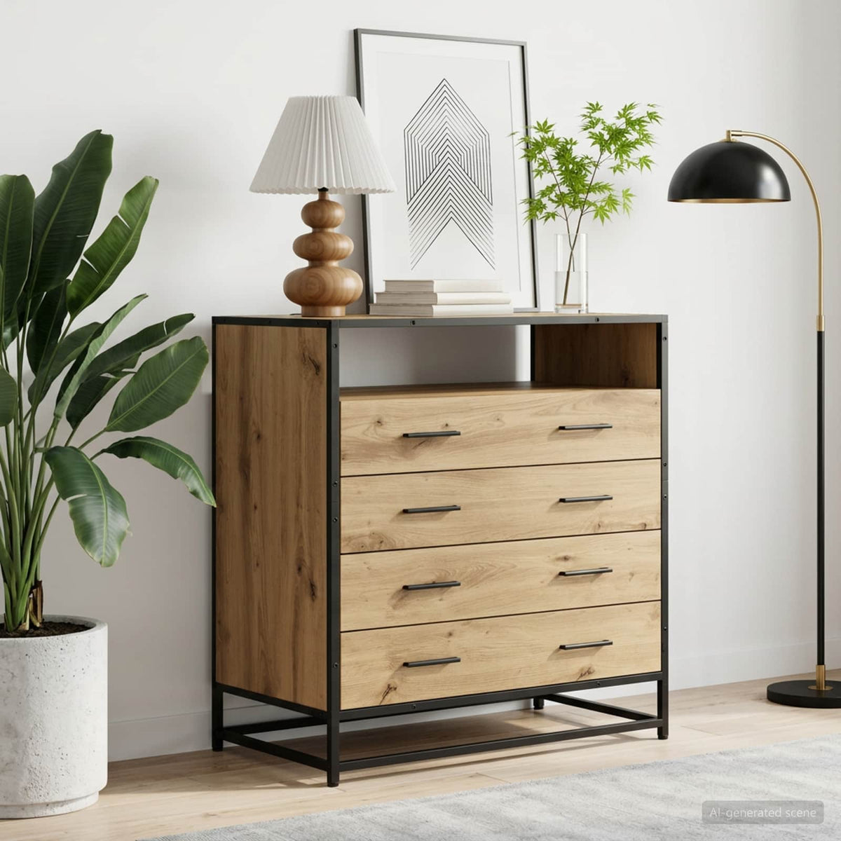 Ladenkast 4-Lade Artisanaal eiken 70 x 41 x 83,5 cm is nu te koop bij PeponiXL, paradijselijk wonen!