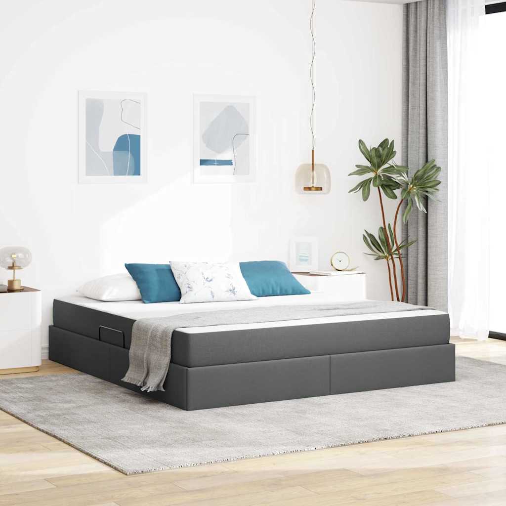 Opbergbed met matras Donkergrijs 160 x 200 cm Polyester is nu te koop bij PeponiXL, paradijselijk wonen!