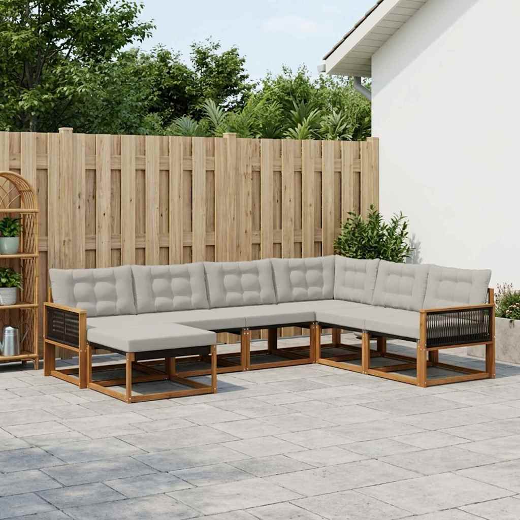 Buiten bankenset met kussen 8 pcs Naturel en lichtgrijs is nu te koop bij PeponiXL, paradijselijk wonen!