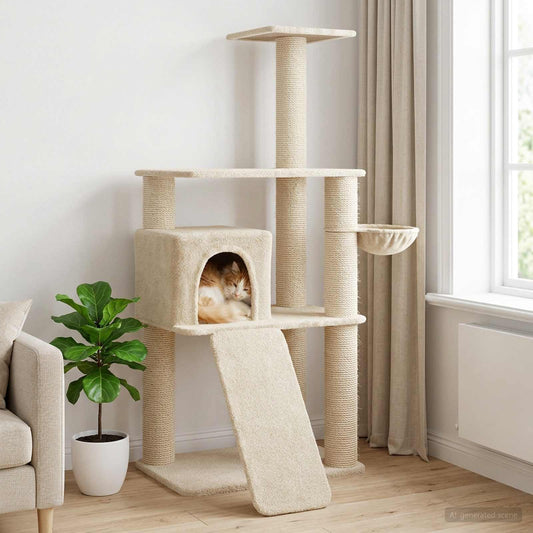 Kattenboom met sisal krabpalen Crèmekleurig 173 cm is nu te koop bij PeponiXL, paradijselijk wonen!