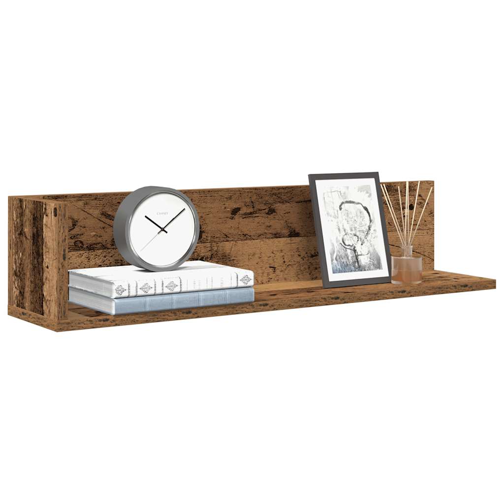 Wandschappen 2 st 75x16,5x16,5 cm bewerkt hout oud houtkleurig is nu te koop bij PeponiXL, paradijselijk wonen!