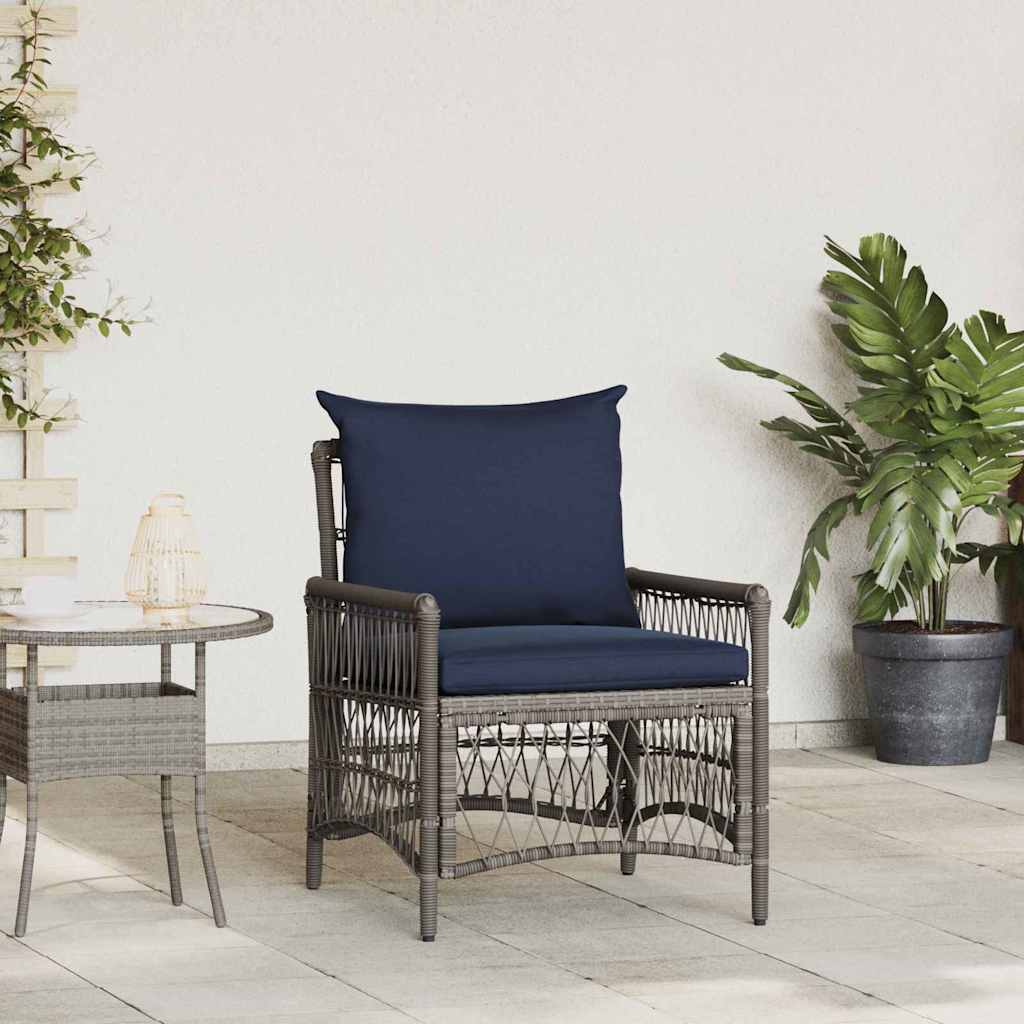 Tuinstoel met kussen Grijs 73 x 61 x 77 cm poly rattan is nu te koop bij PeponiXL, paradijselijk wonen!